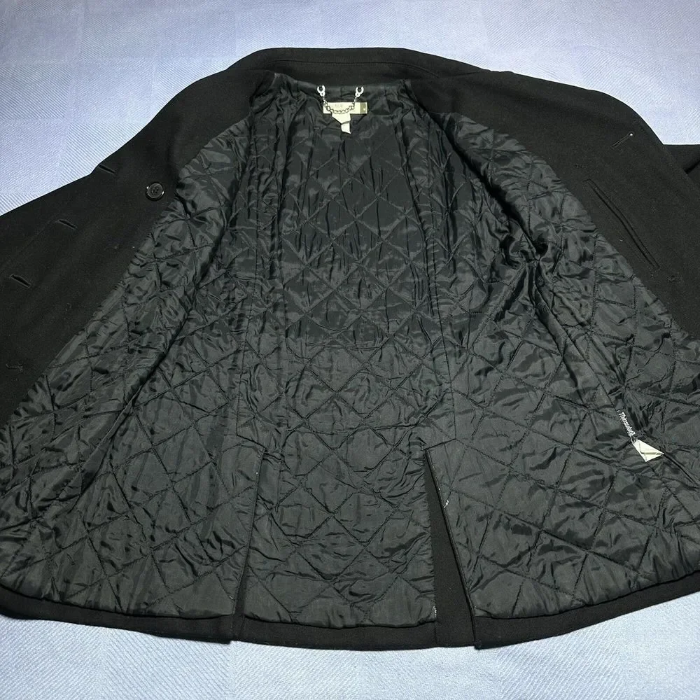 J Crew Double Breasted Wool Blend Insulated Black Coat Women's Size Medium - Picture 9 of 16